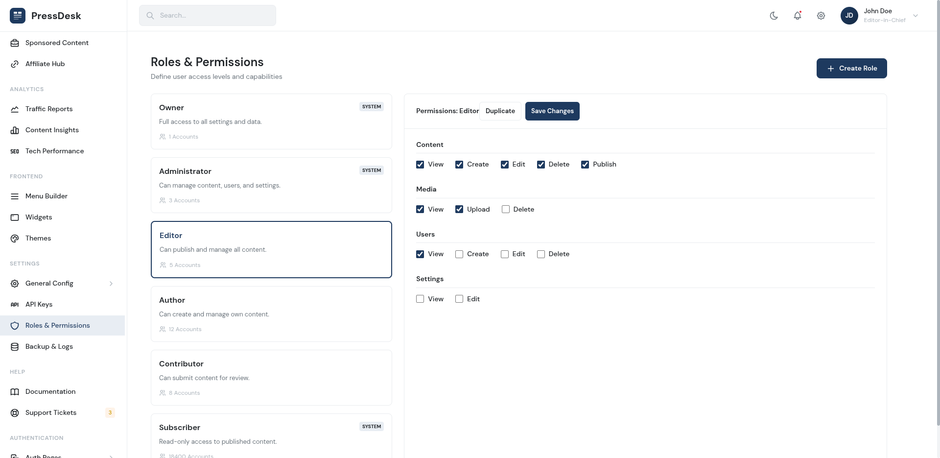 Role And Permissions